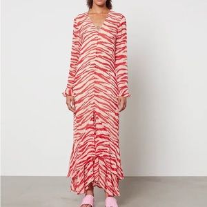 GANNI red zebra printed maxi dress